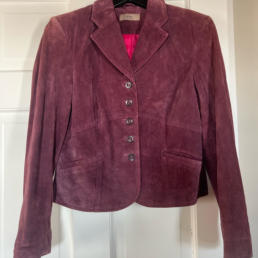 Women's Suede Jacket in Burgundy by i.e. petite